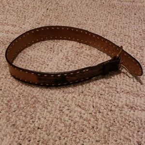Vintage 70s auburn leather western belt mens sz 28